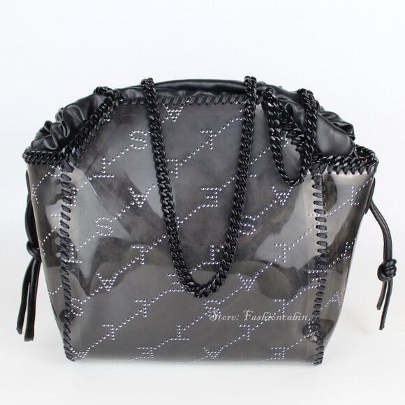 NEW STELLA MCCARTNEY Small Monogram PVC Tote | Sleek & Eco-Chic Bag - Picture 1 of 16